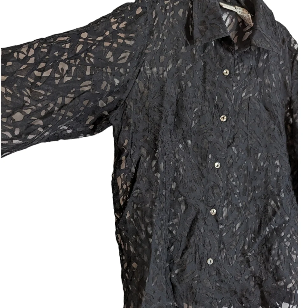Black Burnout Button Up Top Size XL‎ - Picture 2 of 5